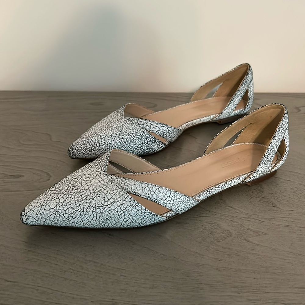 J Crew Crackle Pointed Toe Cutout Flats